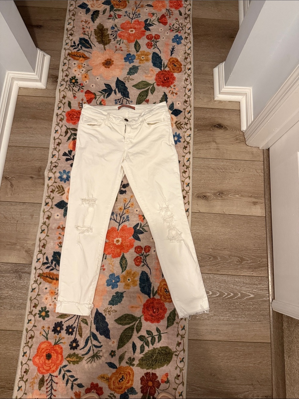 J Brand White Distressed Skinny Jeans